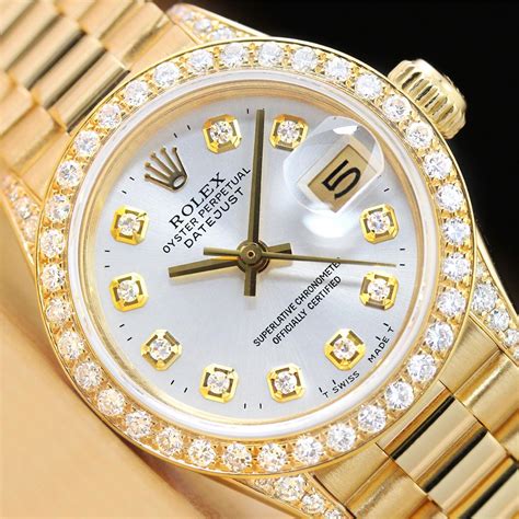 womens gold presidential rolex with diamonds